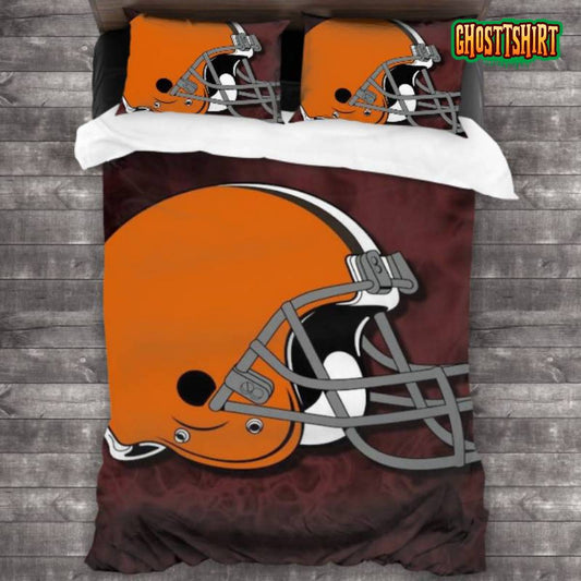 100 Washed Microfiber NFL Cleveland Browns Logo Bedding Set
