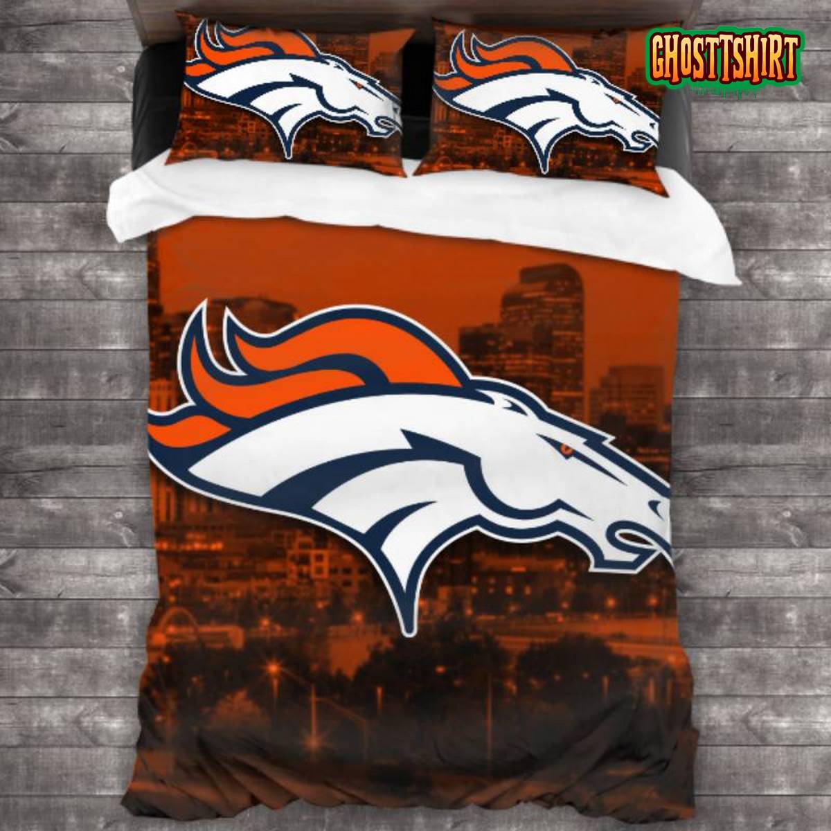 100 Washed Microfiber NFL Denver Broncos Logo Bedding Set