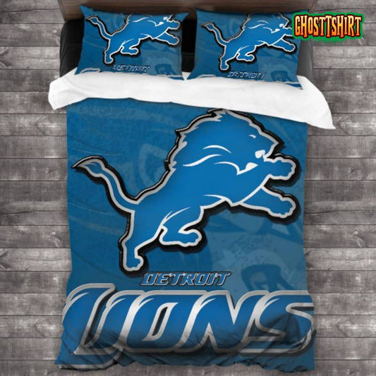 100 Washed Microfiber NFL Detroit Lions Logo Bedding Set