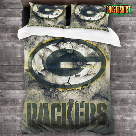 100 Washed Microfiber NFL Green Bay Packers Logo Bedding Set