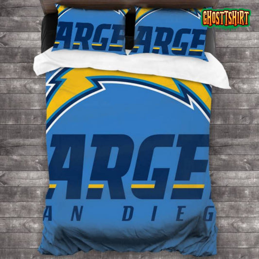 100 Washed Microfiber NFL Los Angeles Chargers Logo Bedding Set