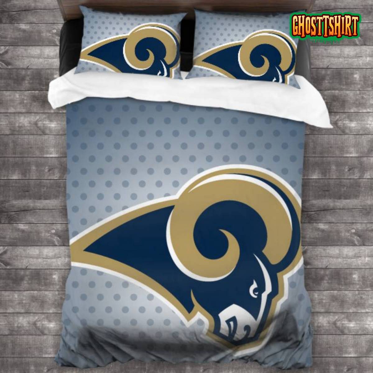 100 Washed Microfiber NFL Los Angeles Rams Logo Bedding Set