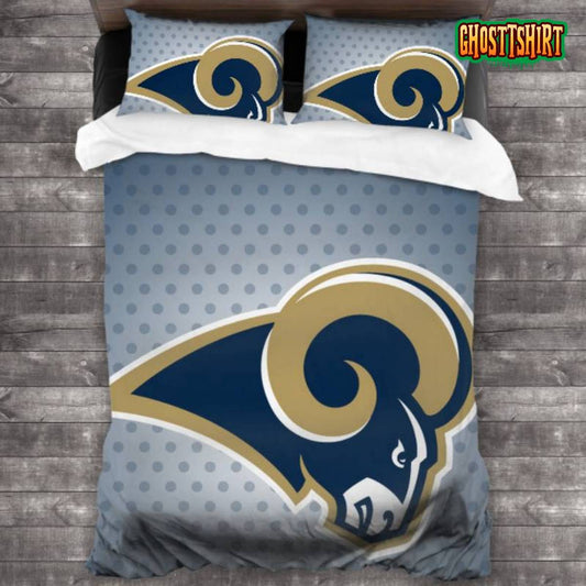 100 Washed Microfiber NFL Los Angeles Rams Logo Bedding Set