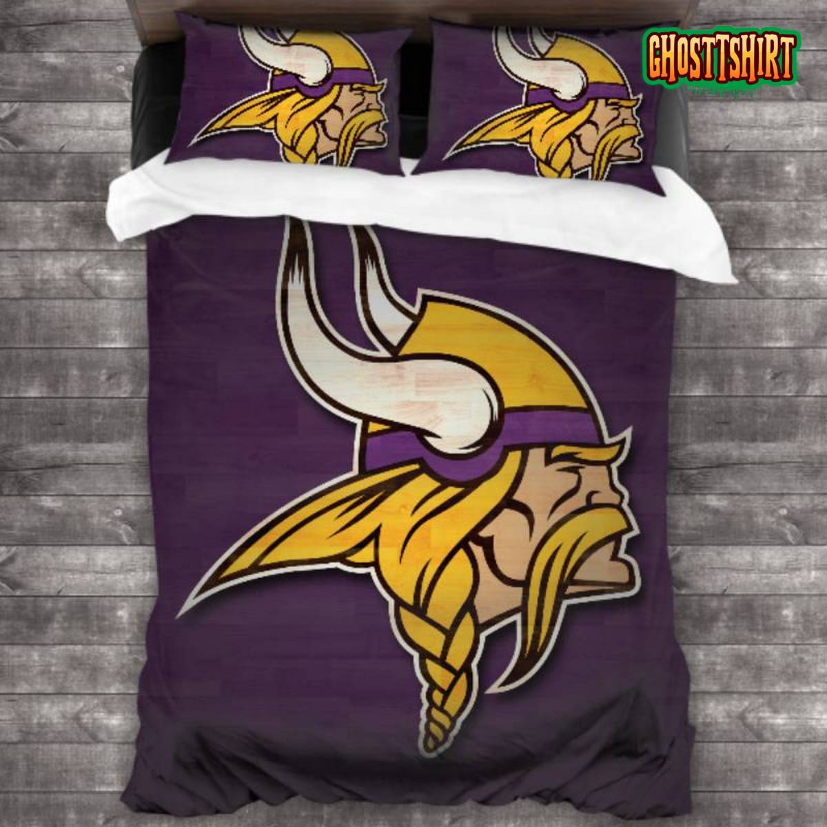 100 Washed Microfiber NFL Minnesota Vikings Logo Bedding Set