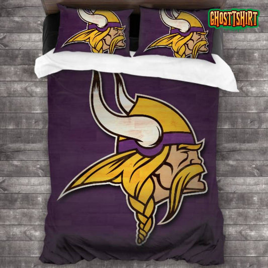 100 Washed Microfiber NFL Minnesota Vikings Logo Bedding Set