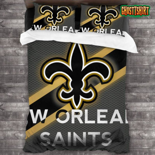 100 Washed Microfiber NFL New Orleans Saints Logo Bedding Set