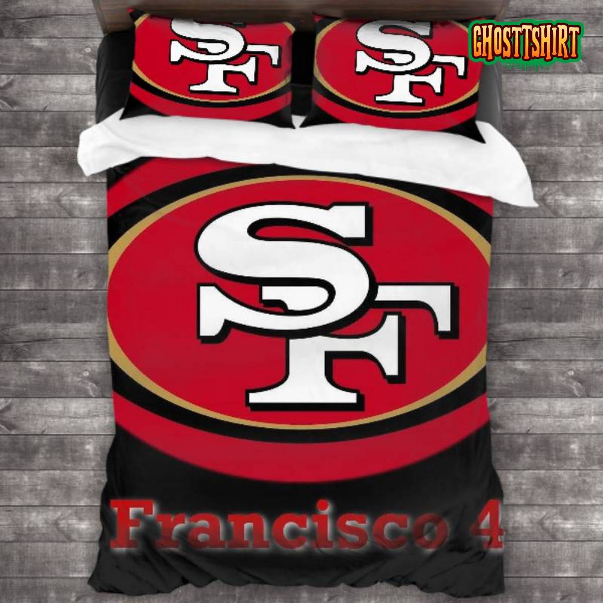100 Washed Microfiber San Francisco 49ers Logo Bedding Set