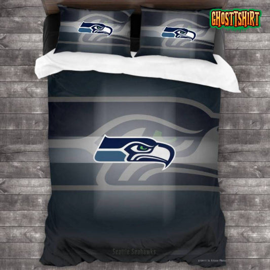 100 Washed Microfiber Seattle Seahawks Logo Bedding Set