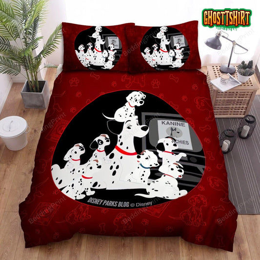 101 Dalmatians Red Pattern Bed Sheets Duvet Cover Bedding Set