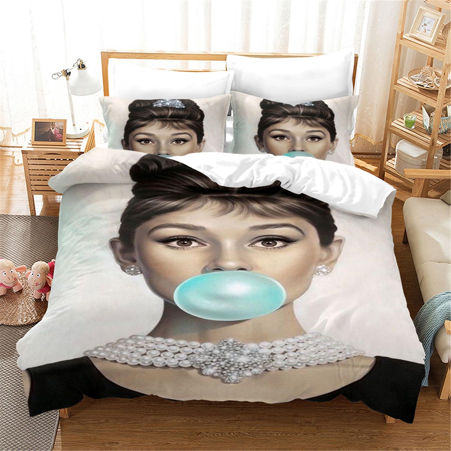 3D Audrey Hepburn Quilt Cover Set Bedding Set Duvet Cover Pillowcases SF32