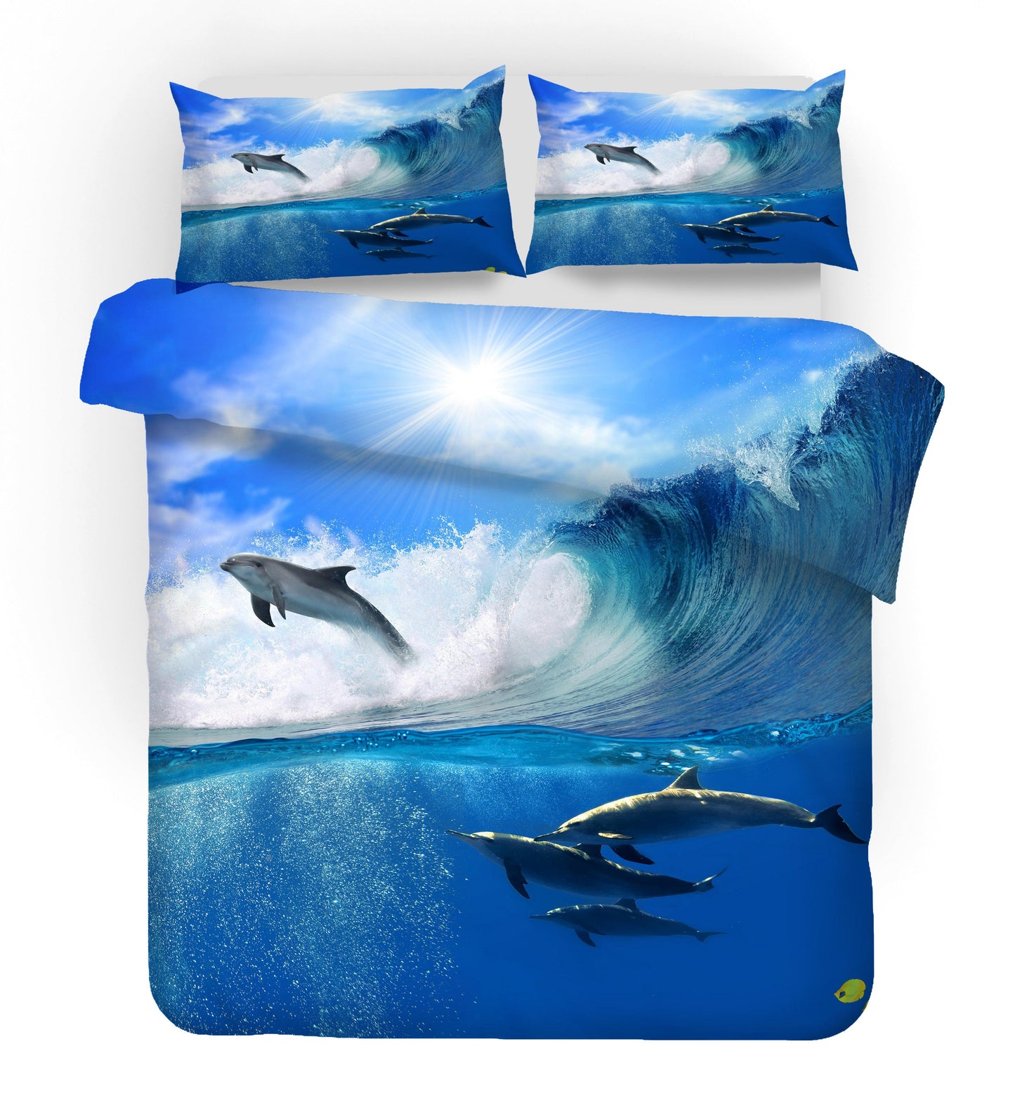 3D Blue Sky Sea Animal Dolphin Quilt Cover Set Bedding Set Duvet Cover Pillowcases 37