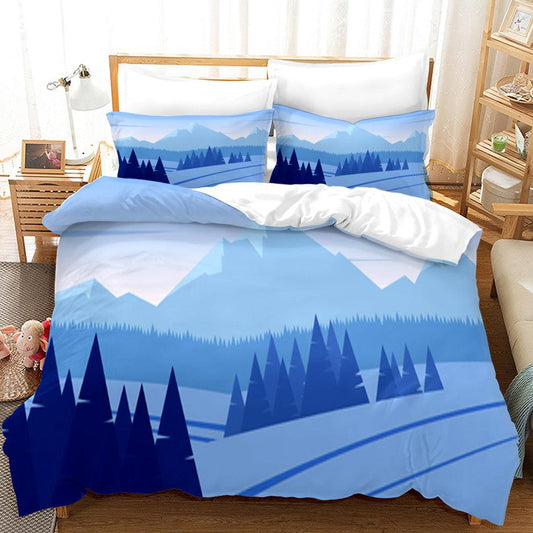3D Blue Forest Mountain Nature Landscape Quilt Cover Set Bedding Set Duvet Cover Pillowcases 33