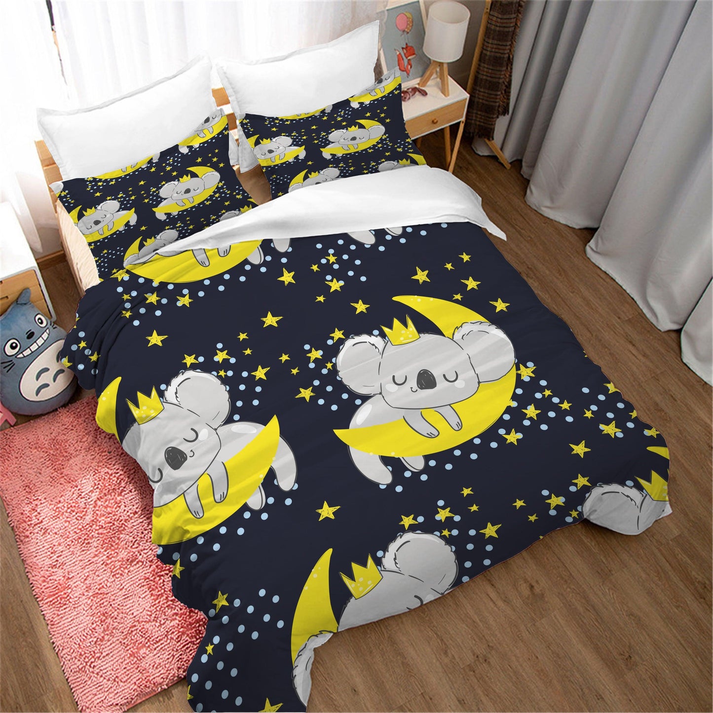 3D Cartoon Animal Koala Moon Star Quilt Cover Set Bedding Set Duvet Cover Pillowcases 7