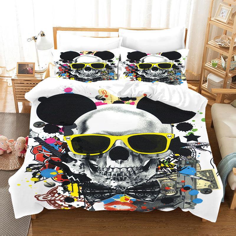 3D  Watercolor Skeleton Black White  Quilt Cover Set Bedding Set Duvet Cover Pillowcases  D11  ZY