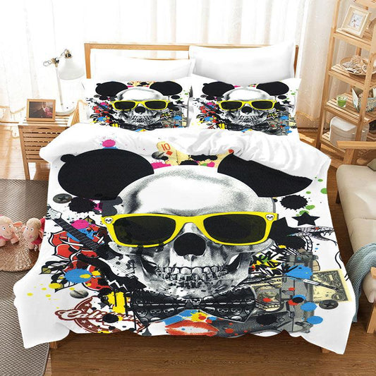 3D  Watercolor Skeleton Black White  Quilt Cover Set Bedding Set Duvet Cover Pillowcases  D11  ZY