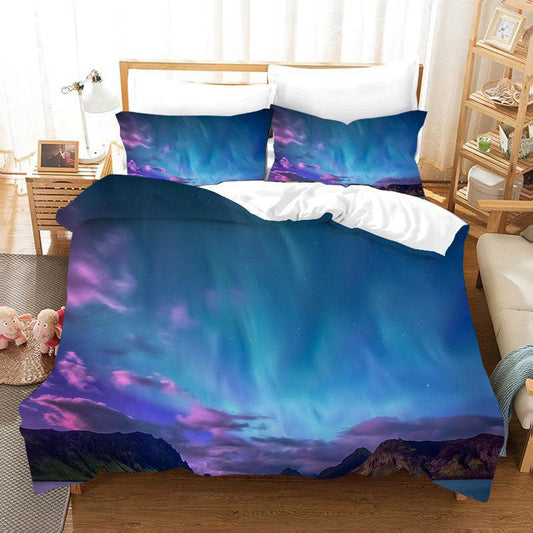 3D  Bright  Blue Qurora Landscape  Quilt Cover Set Bedding Set Duvet Cover Pillowcases  D11 ZY