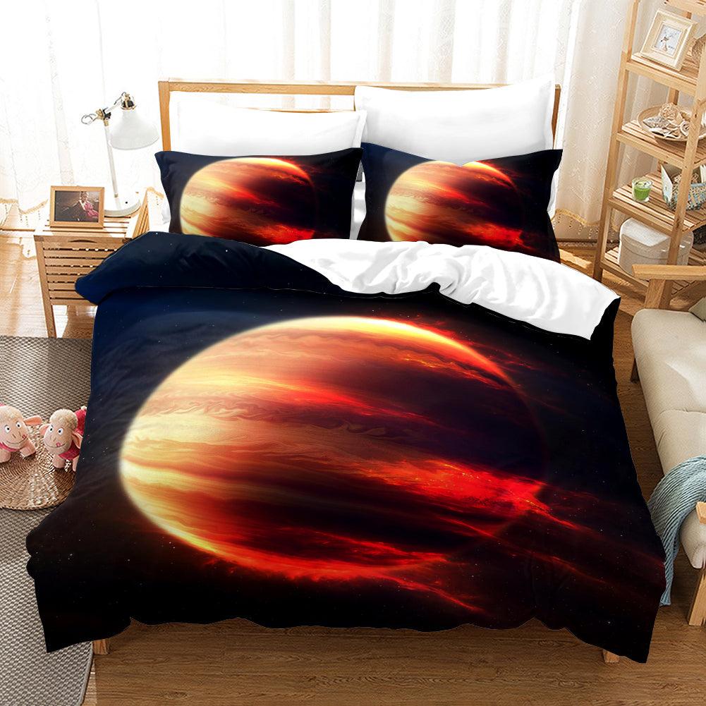 3D Black Red Planet Earth Quilt Cover Set Bedding Set Pillowcases 46