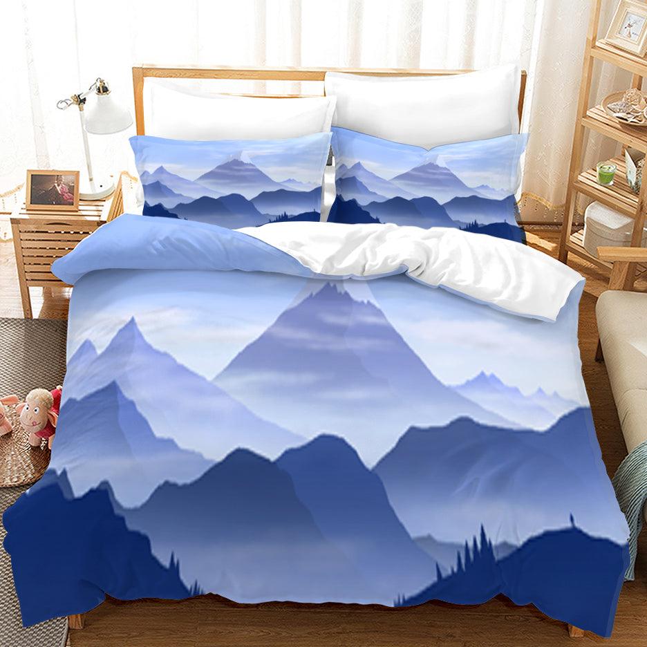 3D Blue Forest Mountain Nature Landscape Quilt Cover Set Bedding Set Duvet Cover Pillowcases 34