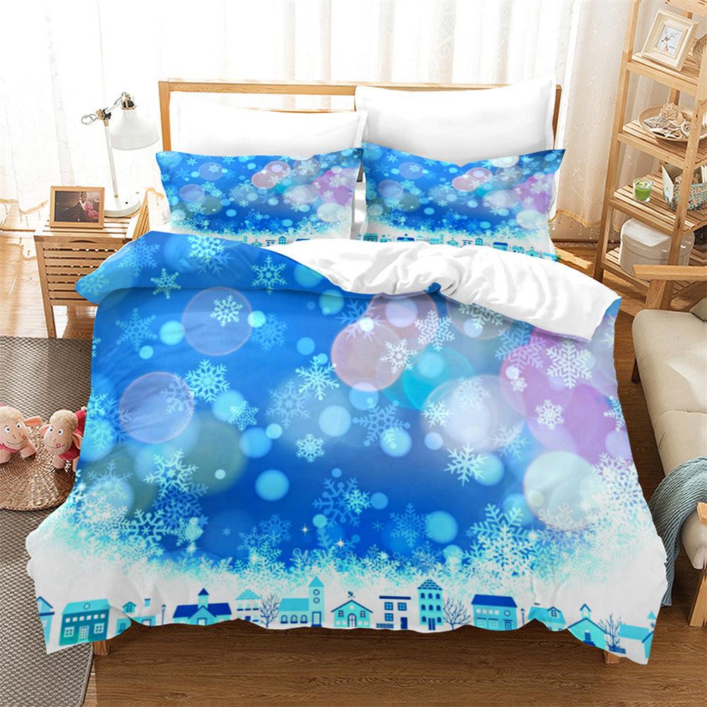 3D Blue Snowflake Pattern Quilt Cover Set Bedding Set Duvet Cover Pillowcases 12