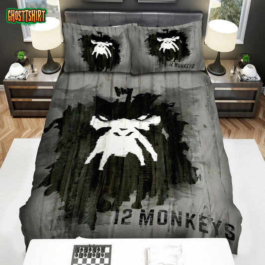 12 Monkeys (2015–2018) Black And White Movie Poster Bed Sheets Duvet Cover Bedding Set