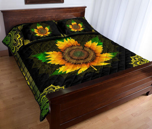 Personalized Sunflower Leaf 3-Piece Quilt Bedding Set