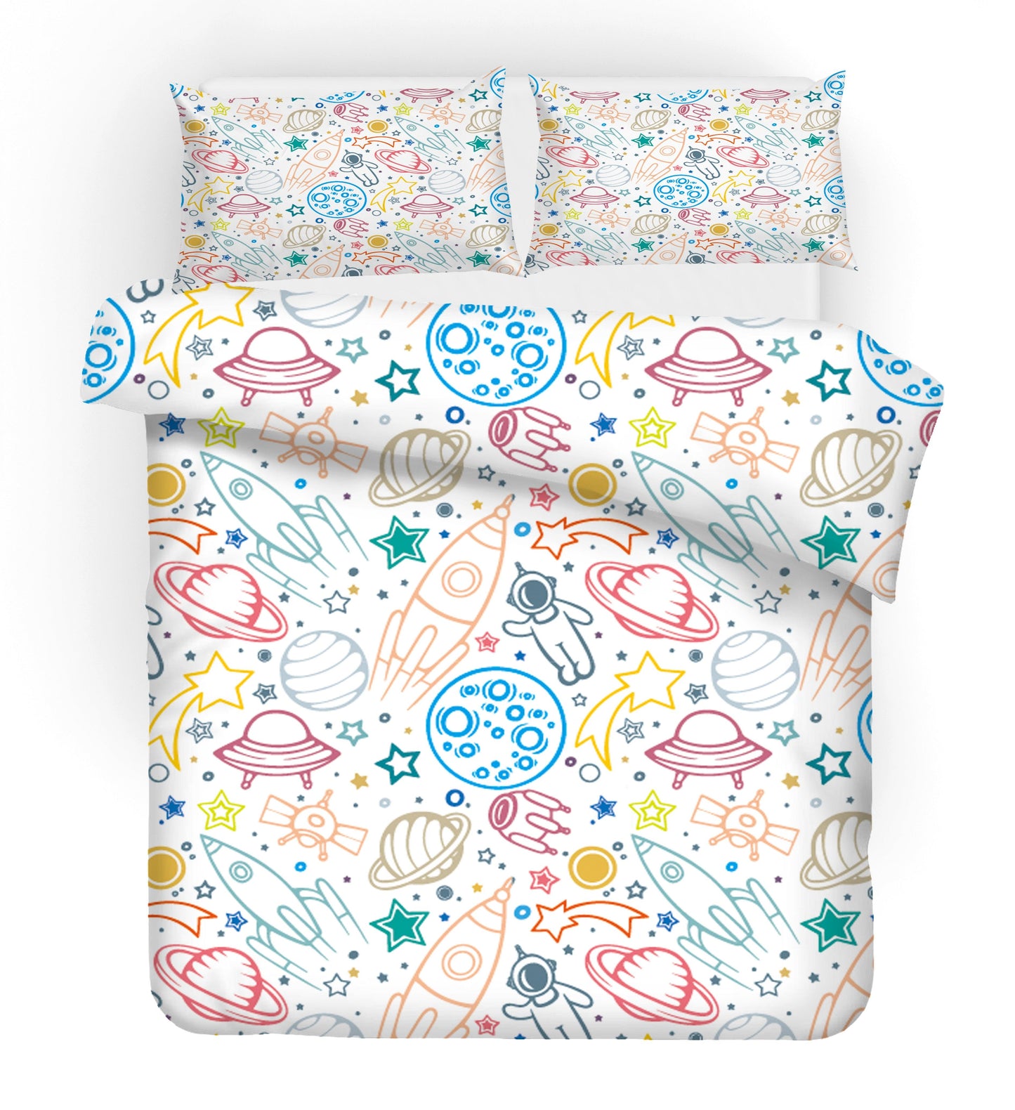 3D Cartoon Astronaut Rocket Planet Spacecraft Satellite Quilt Cover Set Bedding Set Duvet Cover Pillowcases SF57