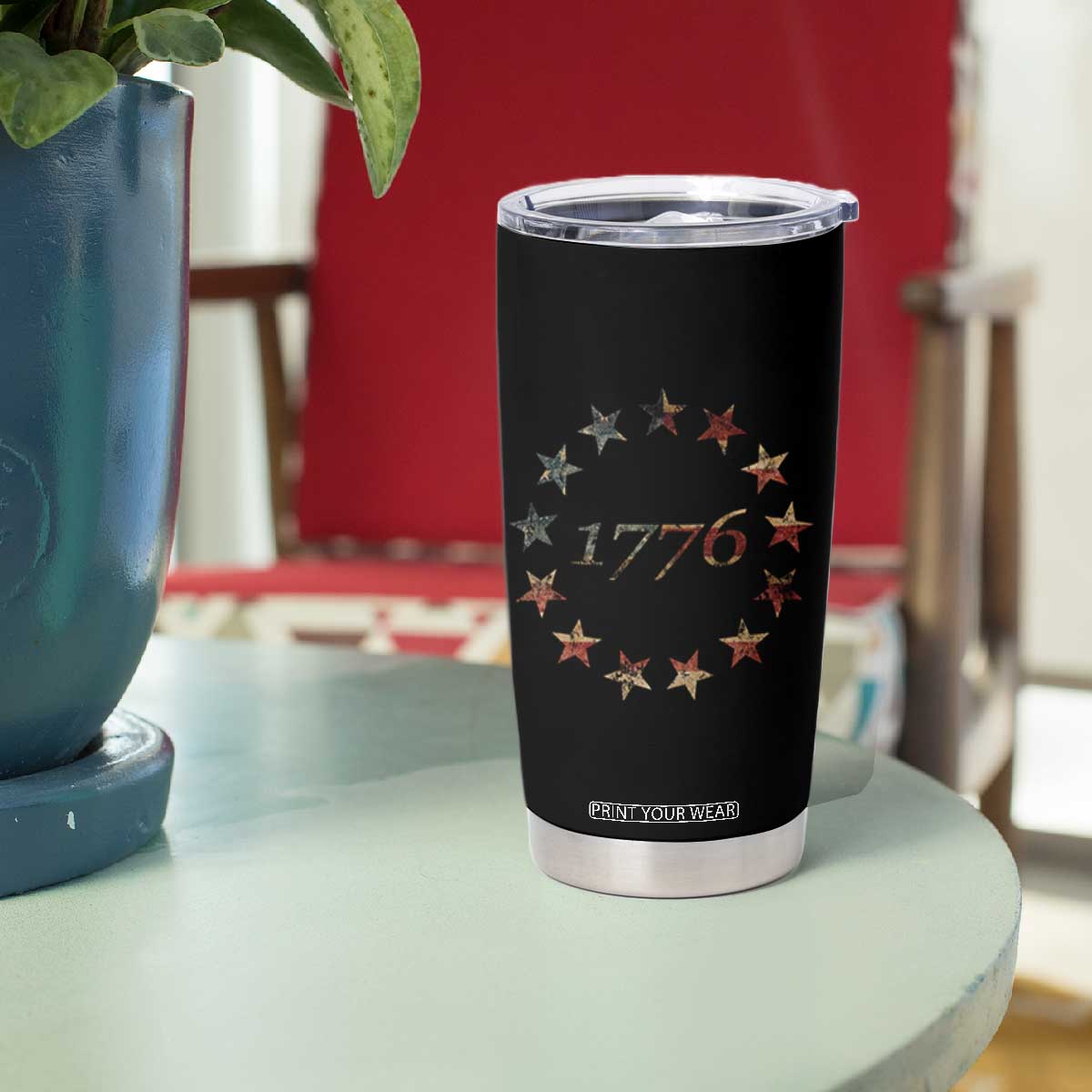 13 Star Flag Betsy Ross Distressed American Flag 1776 USA Tumbler Cup 4th Of July TS11