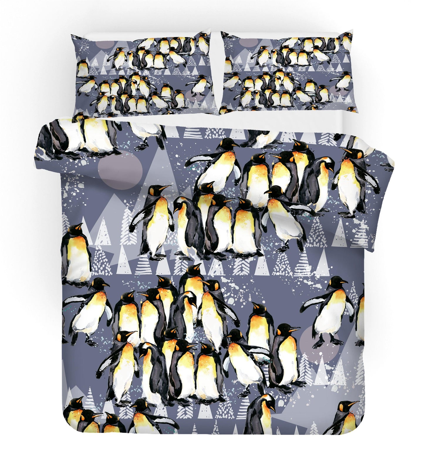 3D Blue Penguin Trees Quilt Cover Set Bedding Set Duvet Cover Pillowcases SF13