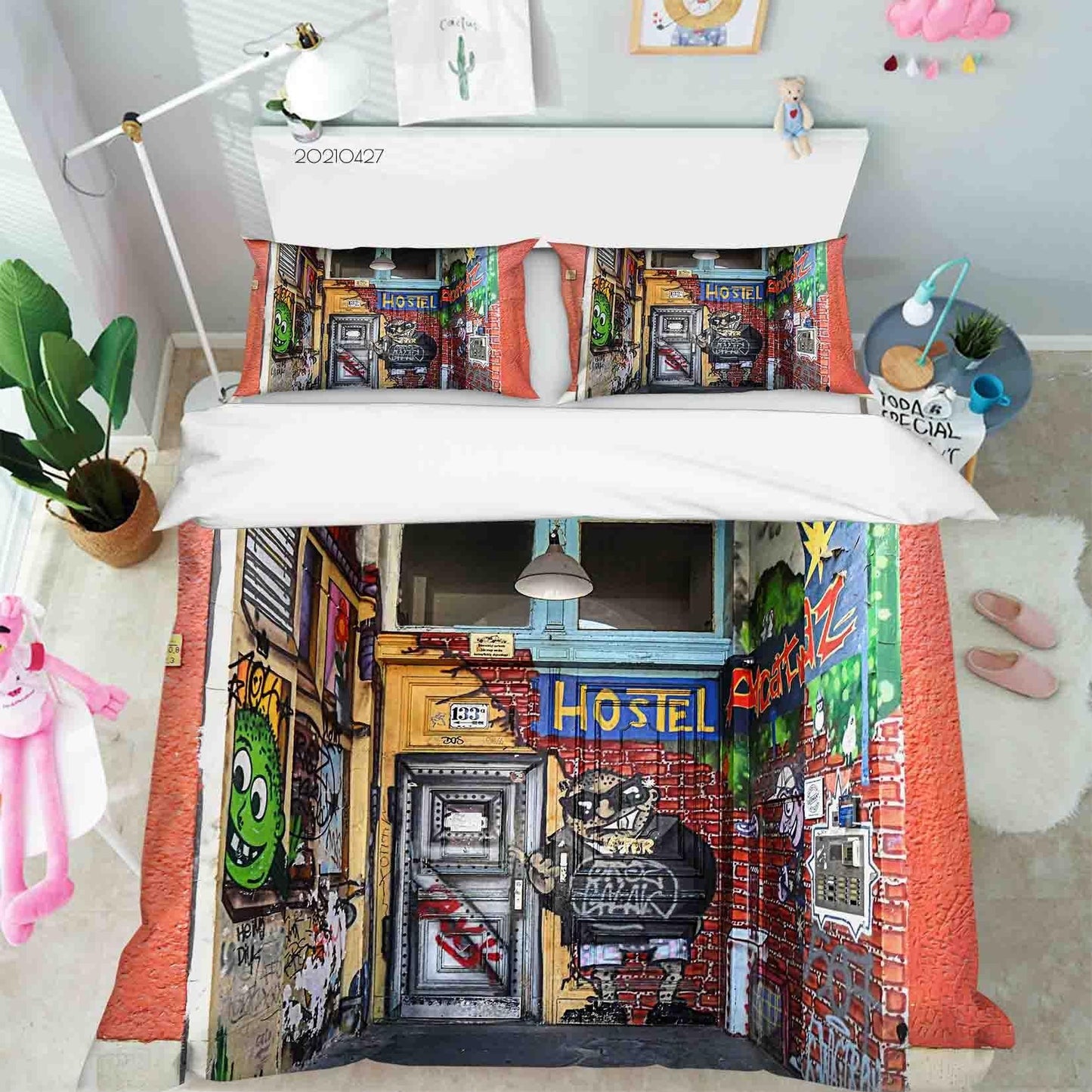 3D Abstract Colored Street Graffiti Quilt Cover Set Bedding Set Duvet Cover Pillowcases 131