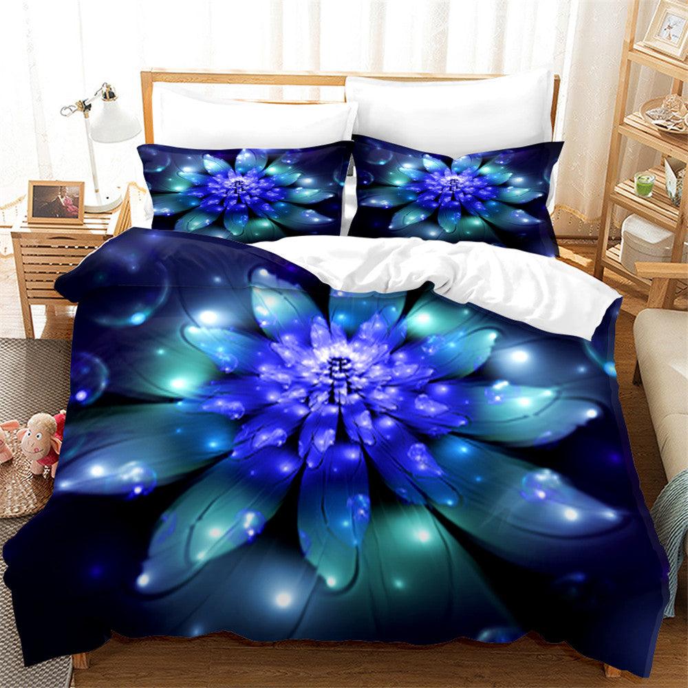 3D Blue Lotus Floral Quilt Cover Set Bedding Set Duvet Cover Pillowcases 178