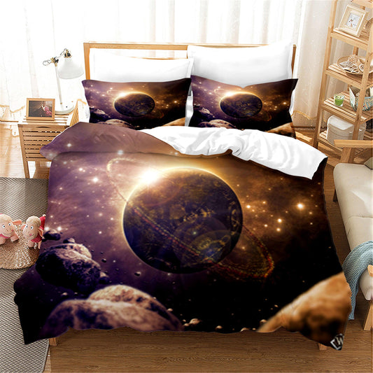 3D Abstract Blue Space Planet Quilt Cover Set Bedding Set Duvet Cover Pillowcases 136