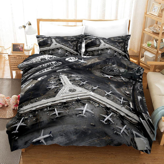 3D Airplane Black Quilt Cover Set Bedding Set Pillowcases 246