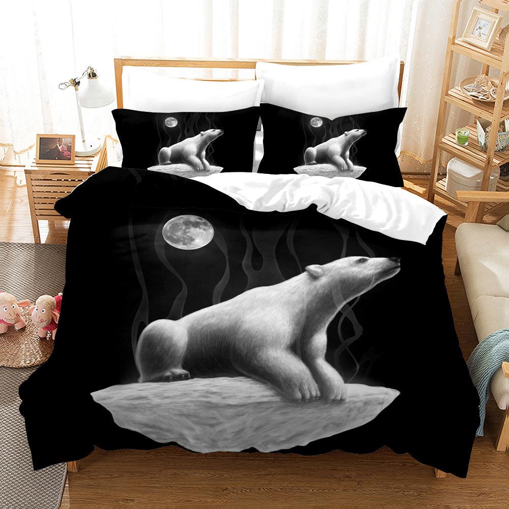 3D Black Moon Polar Bear Quilt Cover Set Bedding Set Pillowcases 119