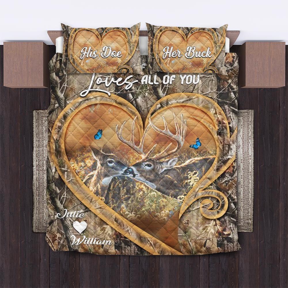 Bed Sets: Customizable Bedroom Sets With Deer Hunting Theme – Personalize Your Quilt Bedding Set 3pcs