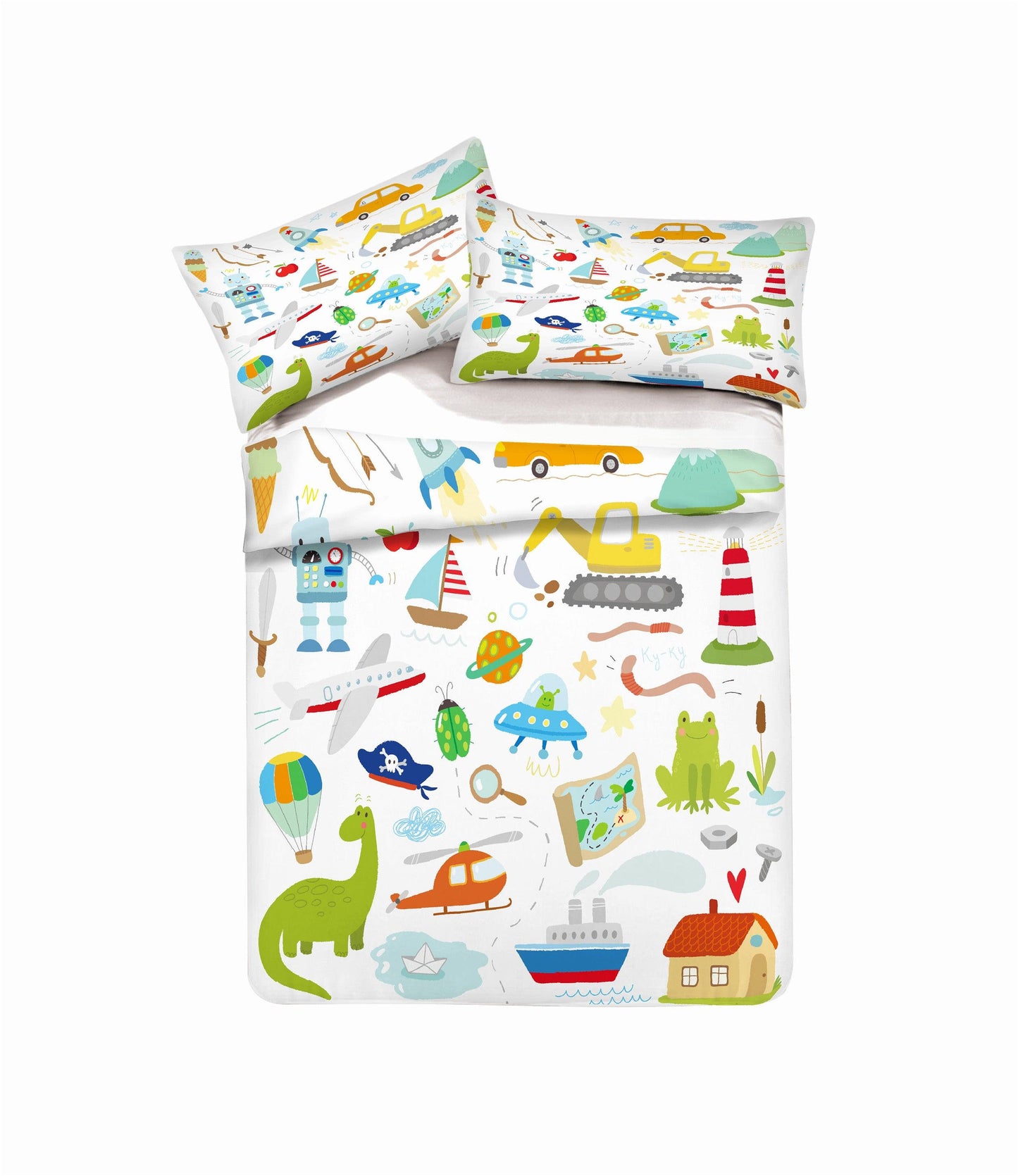 3D Cartoon Dinosaur Boat Airplane Car Balloon Pattern Quilt Cover Set Bedding Set Pillowcases 158