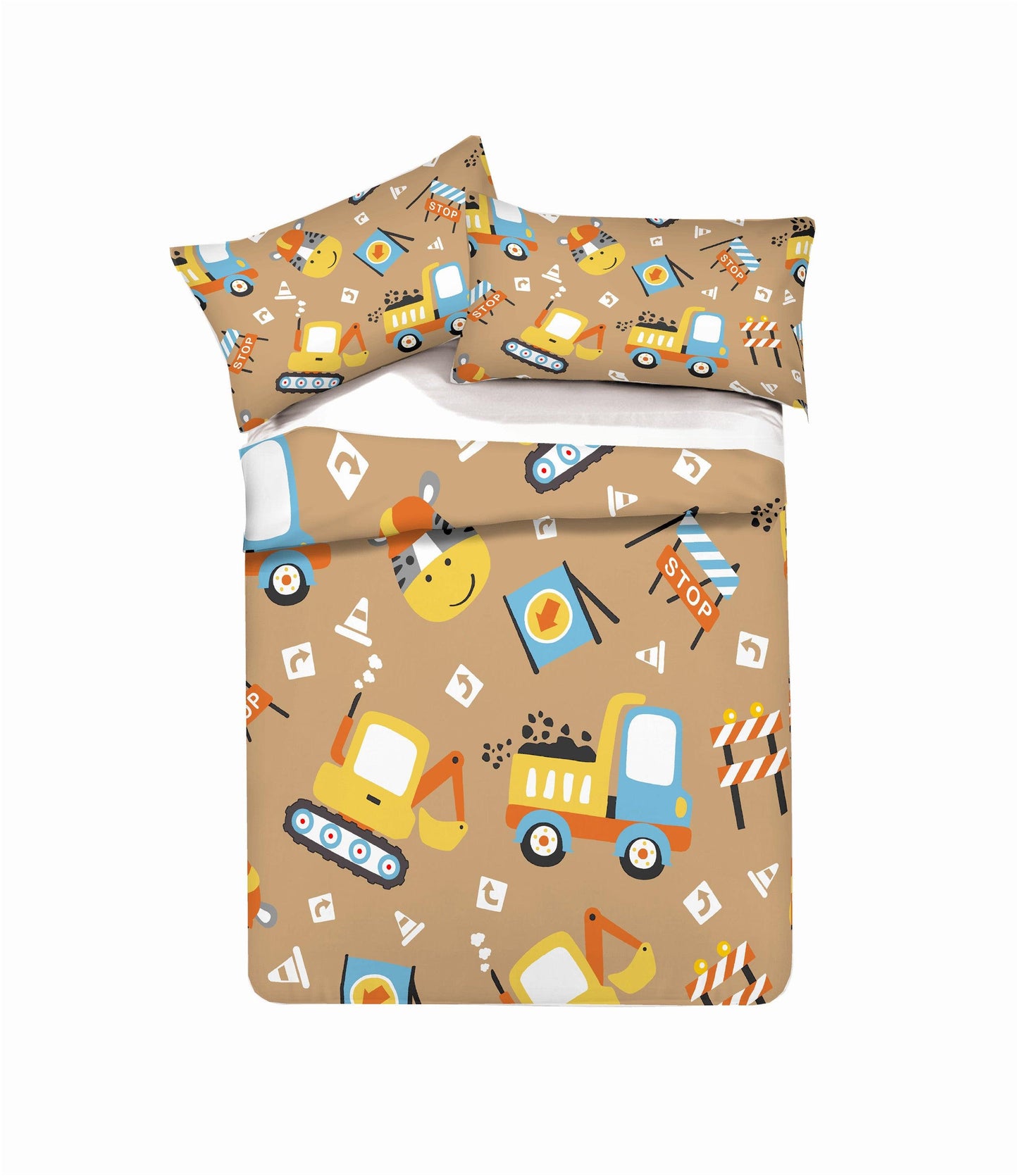 3D Cartoon Engineering Vehicle Traffic Sign Pattern Quilt Cover Set Bedding Set Pillowcases 159