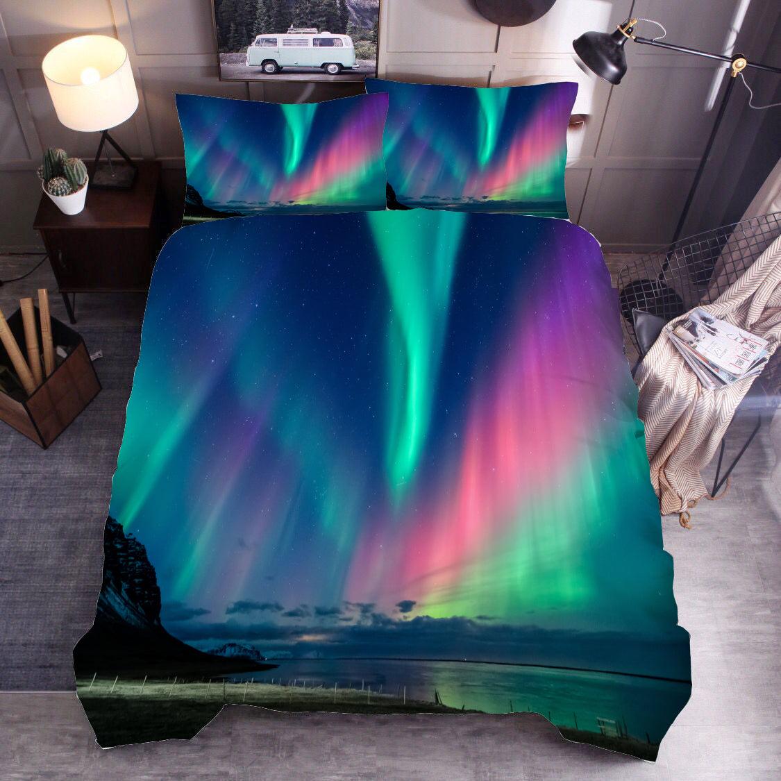 3D Aurora Sky Quilt Cover Set Bedding Set Duvet Cover Pillowcases SF27
