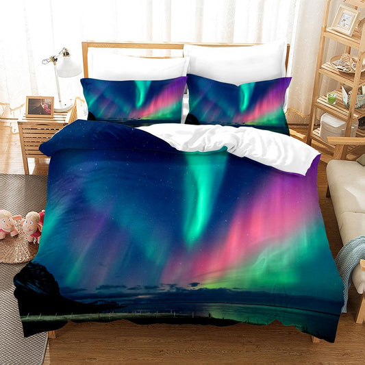 3D Aurora Sky Quilt Cover Set Bedding Set Duvet Cover Pillowcases SF27