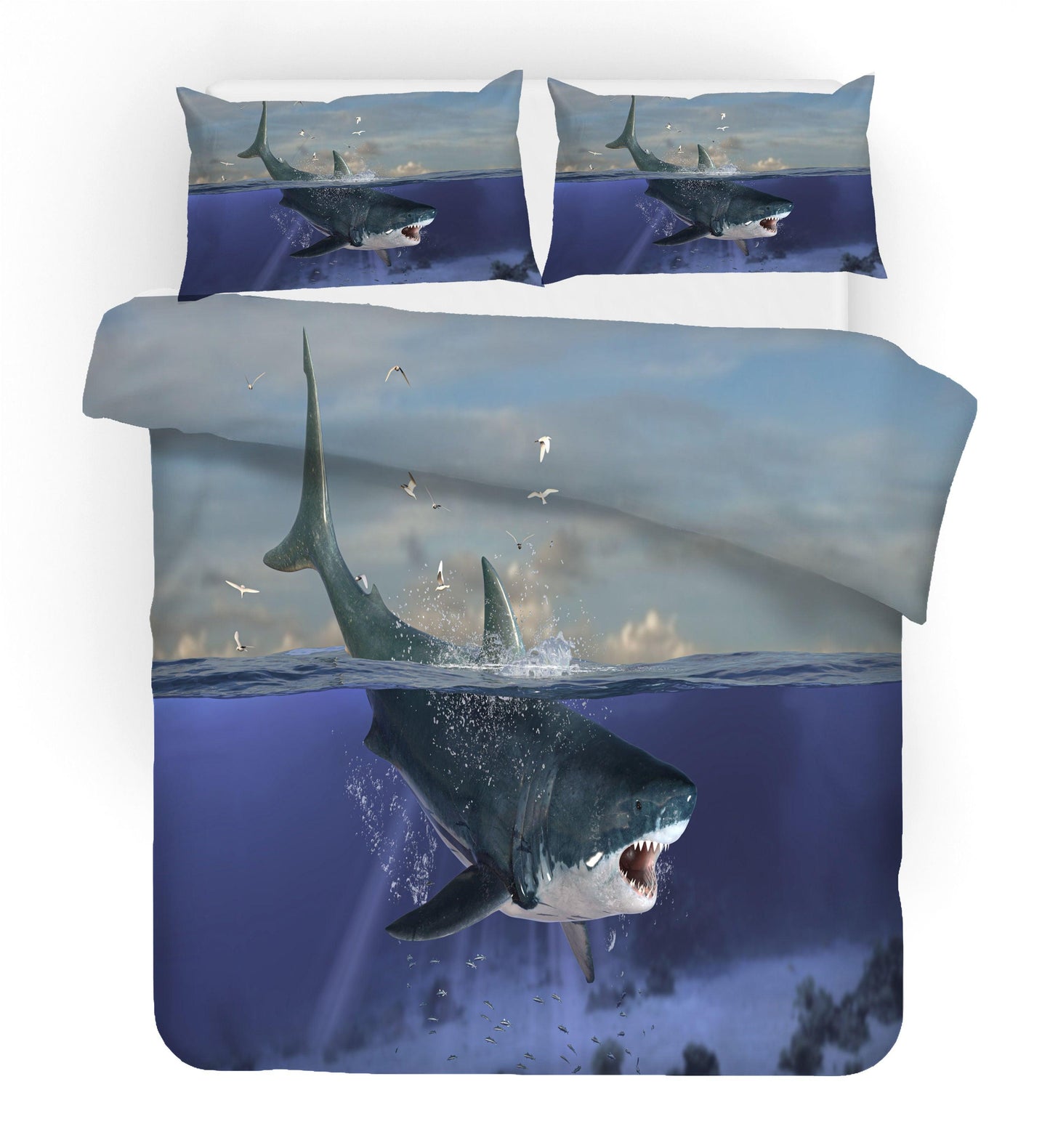 3D Blue Sea Shark Animal Quilt Cover Set Bedding Set Duvet Cover Pillowcases 47