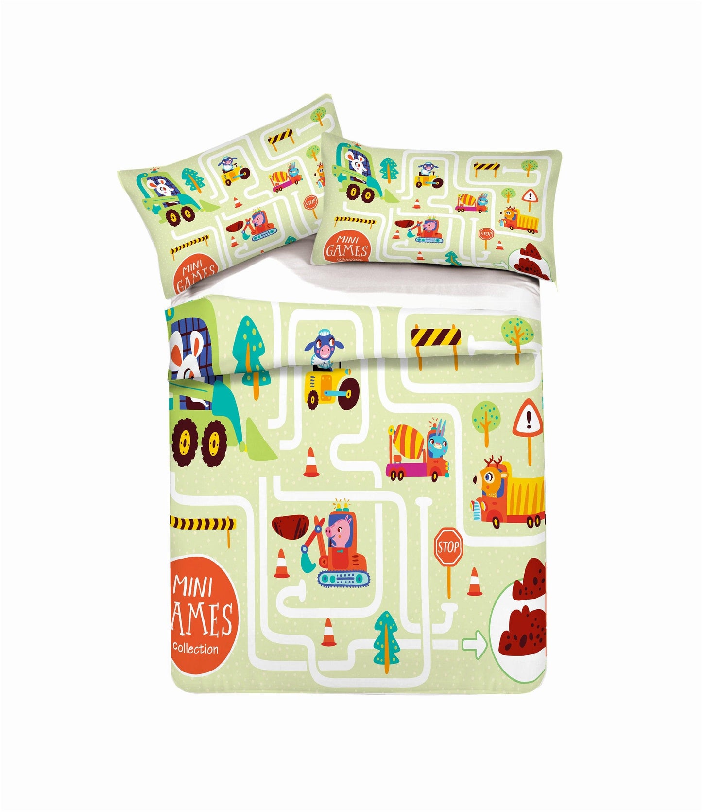 3D Cartoon Animals Car Engineering Vehicle Map Pattern Quilt Cover Set Bedding Set Pillowcases 160