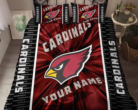 NFL Arizona Cardinals Custom Name Red Black Bedding Set