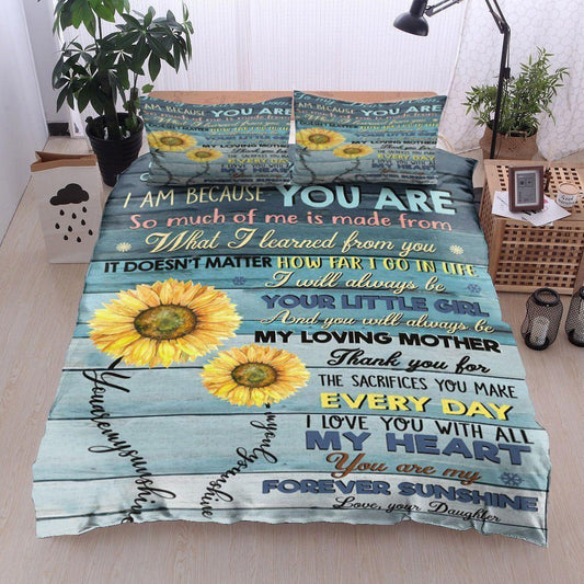 Personalized 3-piece Duvet Cover Bedding Set Sunflower Family To My Dear Mom From Daughter Bedding Set IYQQ