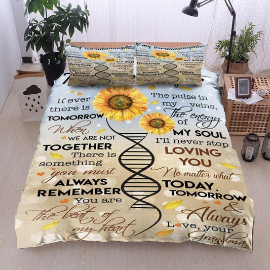 Personalized 3-piece Duvet Cover Bedding Set Sunflower To My Granddaughter Love Your Grandma Bedding Set IYGH