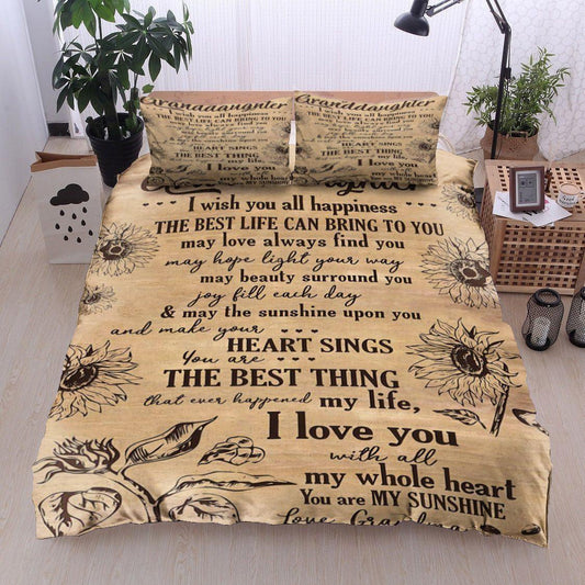 Personalized 3-piece Duvet Cover Bedding Set Sunflower To My Granddaughter Love Grandma Bedding Set IYWM