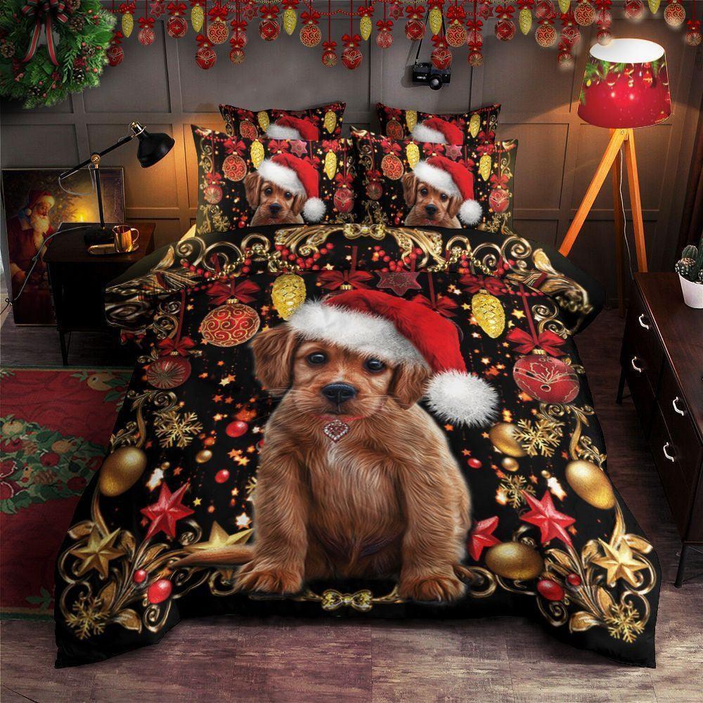 Personalized 3-piece Duvet Cover Bedding Set  Christmas Day Dog Bedding Set TGJGV