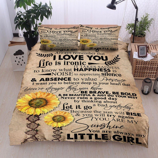 Personalized 3-piece Duvet Cover Bedding Set  Sunflower To My Daughter From Mom Bedding Set IYTF