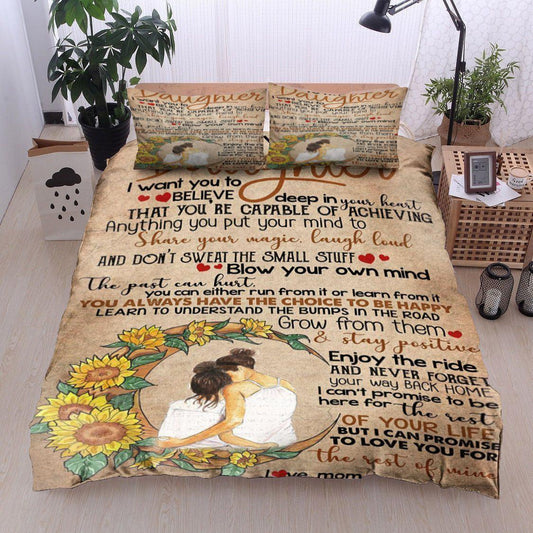 Personalized 3-piece Duvet Cover Bedding Set  Sunflower To My Daughter From Mom Bedding Set IYCT