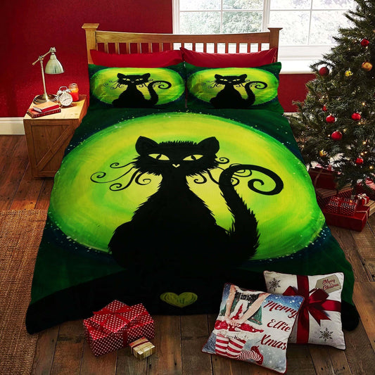 Personalized 3-piece Duvet Cover Bedding Set  Halloween Cat CT Bedding Set BEVRHY