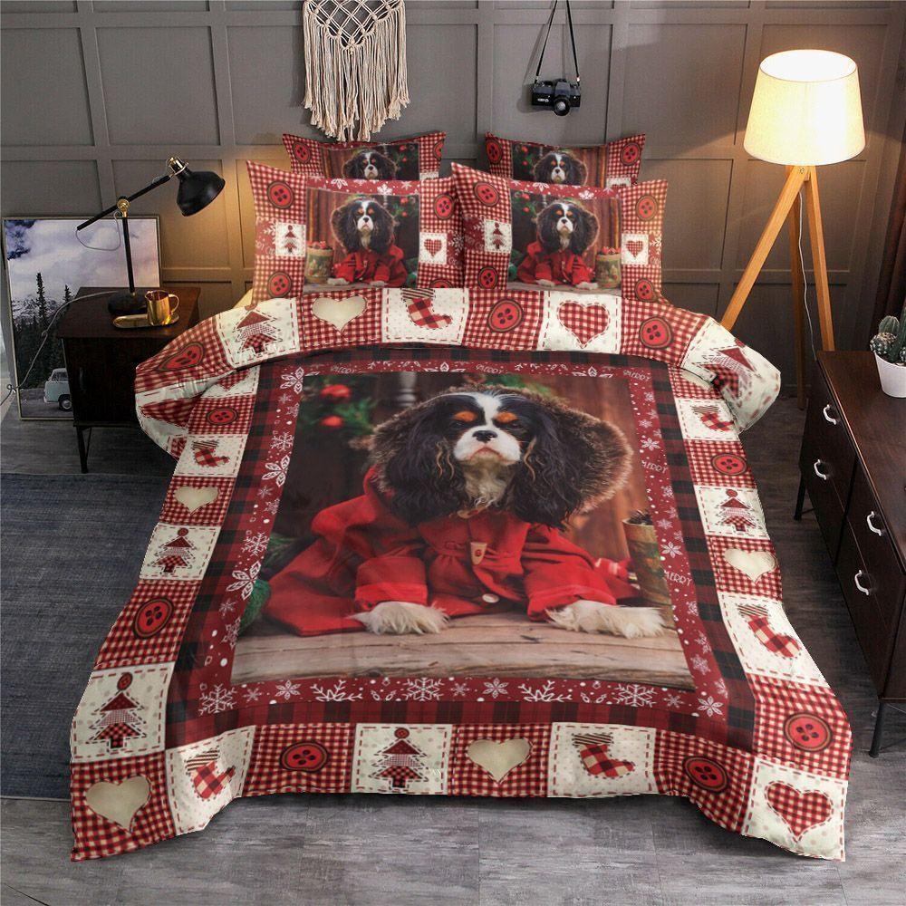 Personalized 3-piece Duvet Cover Bedding Set  Merry Christmas Dog Bedding Set IYY