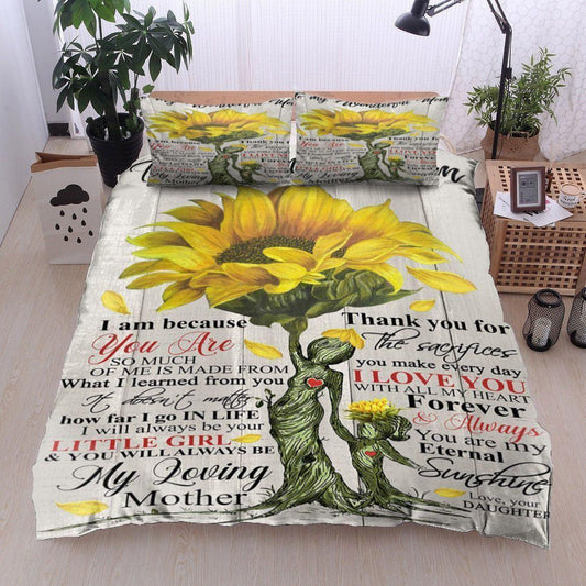 Personalized 3-piece Duvet Cover Bedding Set  Family Sunflower To My Wonderful Mom Love Your Daughter Bedding Set IYVP